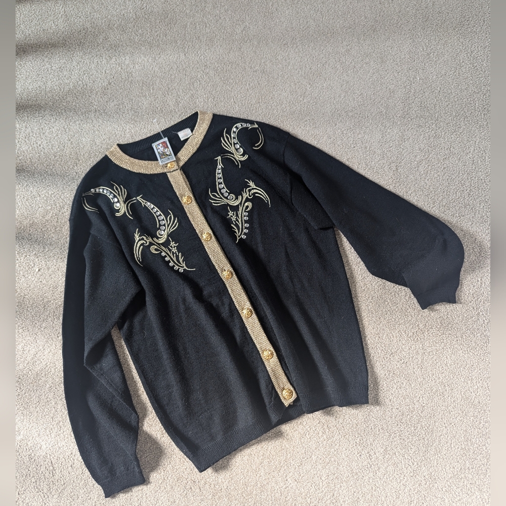 Vintage Black and Gold Cardigan